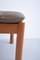 Stool or Footstool in Teak with Leather Cushion, Image 5