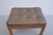 Stool or Footstool in Teak with Leather Cushion, Image 2