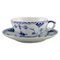 Royal Copenhagen Model Number 1/525 Blue Fluted Half Lace Teacup with Saucer, Set of 2 1