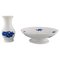 Royal Copenhagen Geflochtene Vase und Kompott mit Blauen Blumen, 2er Set 1