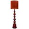Large Ceramic Floor Lamp with New Silk Custom Made Lampshade by René Houben 1