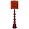 Large Ceramic Floor Lamp with New Silk Custom Made Lampshade by René Houben, Image 1