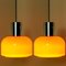 Lampes à Suspension Soufflées Orange de Peill & Putzler, 1970s, Set de 2 3