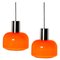 Lampes à Suspension Soufflées Orange de Peill & Putzler, 1970s, Set de 2 2
