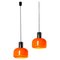Lampes à Suspension Soufflées Orange de Peill & Putzler, 1970s, Set de 2 1
