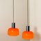 Lampes à Suspension Soufflées Orange de Peill & Putzler, 1970s, Set de 2 5