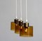 Pendant Lamp with Amber Glass Shades by Carl Fagerlund for Orrefors Sweden, 1960s 4