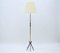 Mid-Century Brass Floor Lamp with Pleated Screen, 1950s, Image 1