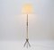 Mid-Century Brass Floor Lamp with Pleated Screen, 1950s, Image 4