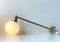 Scandinavian Modern Brass Swing Arm Wall Sconce with Opaline Sphere, 1960s 3