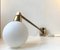 Scandinavian Modern Brass Swing Arm Wall Sconce with Opaline Sphere, 1960s, Image 5