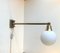 Scandinavian Modern Brass Swing Arm Wall Sconce with Opaline Sphere, 1960s, Image 6