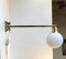 Scandinavian Modern Brass Swing Arm Wall Sconce with Opaline Sphere, 1960s 1