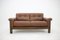 Brown Leather 2-Seater Sofa, Denmark, 1970s 3