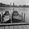 Boats at Quay on Alster View to Hamburg City Hall, Germany 1938, Printed 2021, Immagine 1