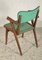Butaca con estructura de madera maciza y asiento de cuero sintético verde, años 60, Imagen 3
