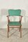Butaca con estructura de madera maciza y asiento de cuero sintético verde, años 60, Imagen 2