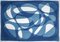 Bain à Remous Sous-Marin, Cyanotype Abstrait Horizontal Bleu, 2021 1