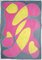 Abstract Pink Cadillac, Mid-Century Shapes Painting on Paper in Yellow and Gray, 2021 1