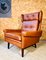 Mid-Century Danish Cognac Leather Lounge Chair & Footstool from Skipper, Set of 2, Image 4