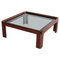 Mid-Century Italian Square Coffee Table in Mahogany and Smoked Glass, 1960s, Image 1