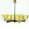 Art Deco Brass Ceiling Lamp with 2 Sets of Glass Shades, Czechoslovakia, 1920s, Image 11