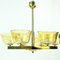 Art Deco Brass Ceiling Lamp with 2 Sets of Glass Shades, Czechoslovakia, 1920s, Image 6