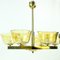 Art Deco Deckenlampe aus Messing mit 2 Sets Glasschirmen, Tschechoslowakei, 1920er 6