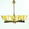 Art Deco Brass Ceiling Lamp with 2 Sets of Glass Shades, Czechoslovakia, 1920s 15