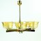 Art Deco Brass Ceiling Lamp with 2 Sets of Glass Shades, Czechoslovakia, 1920s, Image 15