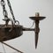 Lámpara de araña francesa brutalista Mid-Century de hierro martillado, Imagen 6