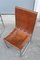 Sedie minimaliste in acciaio e pelle color cognac, Italia, anni '60, set di 4, Immagine 9