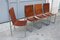 Sedie minimaliste in acciaio e pelle color cognac, Italia, anni '60, set di 4, Immagine 1