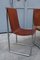 Sedie minimaliste in acciaio e pelle color cognac, Italia, anni '60, set di 4, Immagine 3