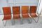 Sedie minimaliste in acciaio e pelle color cognac, Italia, anni '60, set di 4, Immagine 4