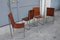 Sedie minimaliste in acciaio e pelle color cognac, Italia, anni '60, set di 4, Immagine 5