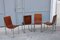 Sedie minimaliste in acciaio e pelle color cognac, Italia, anni '60, set di 4, Immagine 14