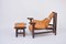 Ikonischer brasilianischer Jangada Sessel mit Fußhocker von Jean Gillon für Italma Wood Art, 1968, 2er Set 2