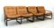 Italian Bamboo, Rattan, and Leather Living Room Set, 1970s, Set of 4 3