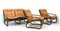 Italian Bamboo, Rattan, and Leather Living Room Set, 1970s, Set of 4 4