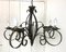 Lámpara de araña brutalista Mid-Century de hierro forjado, Imagen 4