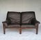 Mid-Century Sofa aus braunem Leder & Bambus, 1970er 1