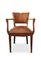 Art Deco French Tan Leather Bridge Chair, 1920s 1
