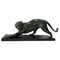 Art Deco Panther Skulptur aus weißer Bronze & Marmor von Plagnet, Frankreich, 1920er 1