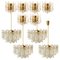 6 Wall Sconces and 4 Chandeliers in Ice Glass from Kalmar, Set of 10 1