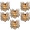 6 Wall Sconces and 4 Chandeliers in Ice Glass from Kalmar, Set of 10, Image 11