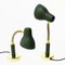Green Metal and Brass Table or Wall Lamps from Nordiska Kompaniet, Sweden, 1950s, Set of 2 2