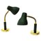 Green Metal and Brass Table or Wall Lamps from Nordiska Kompaniet, Sweden, 1950s, Set of 2 1