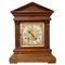 Antique Carved Oak Brass Face Eight Day Mantel Clock, Image 1