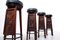 Mid-Century Modern Wooden African Bar with 4 Stools, 1950s, Image 8